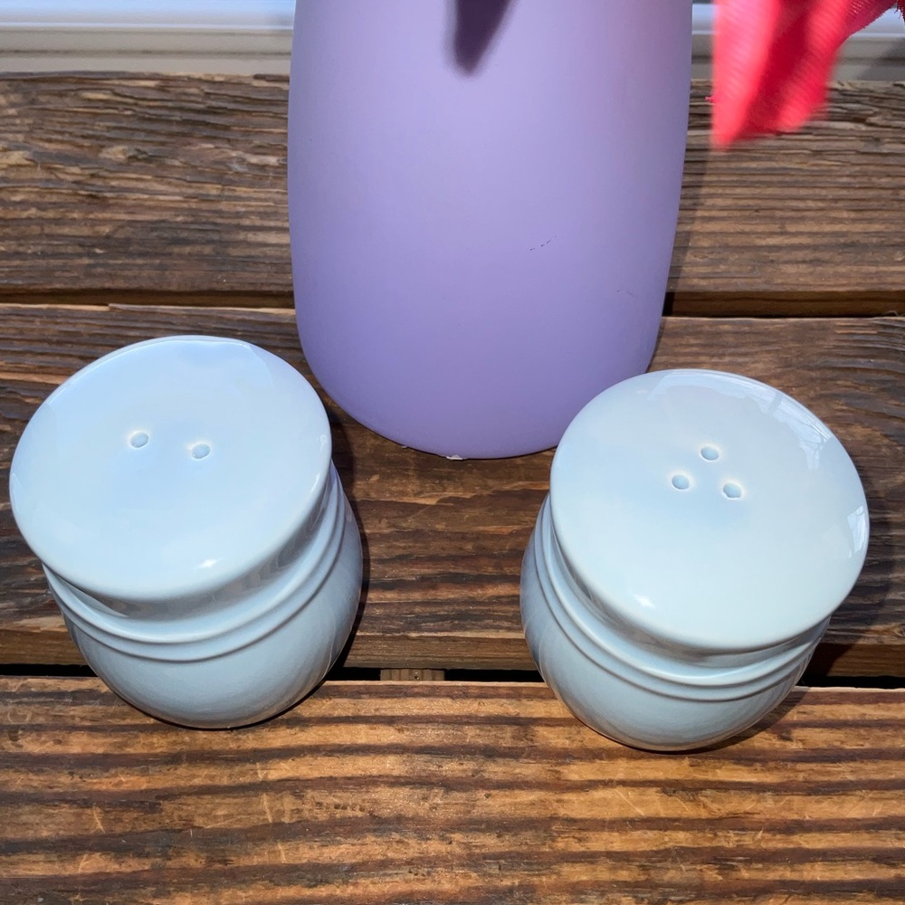 Embossed Blue Bow Salt and Pepper Shakers - New - Picture 4 of 4